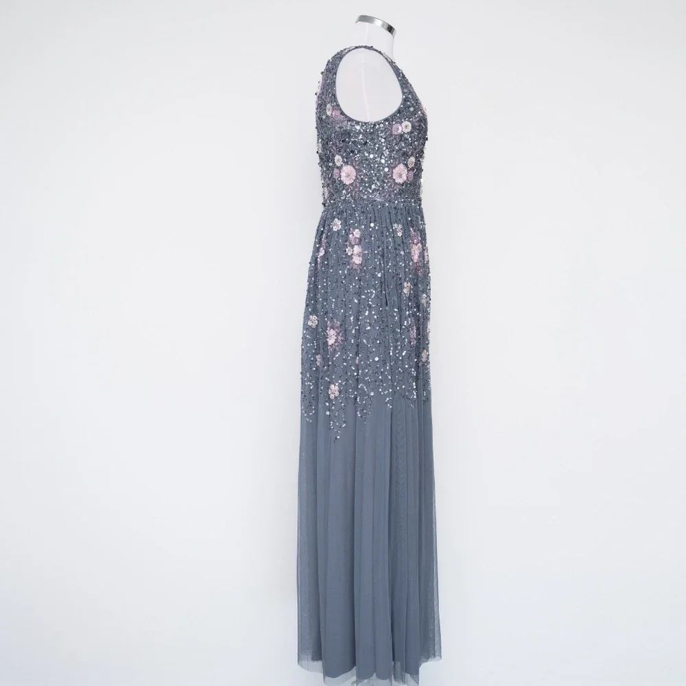 Adrianna Papell‎ - Beaded Mesh Shirred Gown